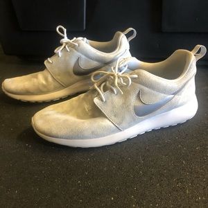 Silver sparkly Nike Roshes